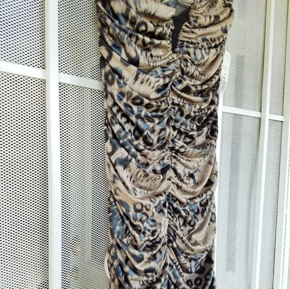 NWT Forever21 strapless ruched cheetah print dress - Picture 2 of 8